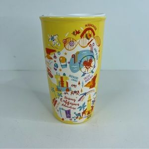 Starbucks Disney Parks California Adventure Yellow Ceramic Tumbler 12 oz